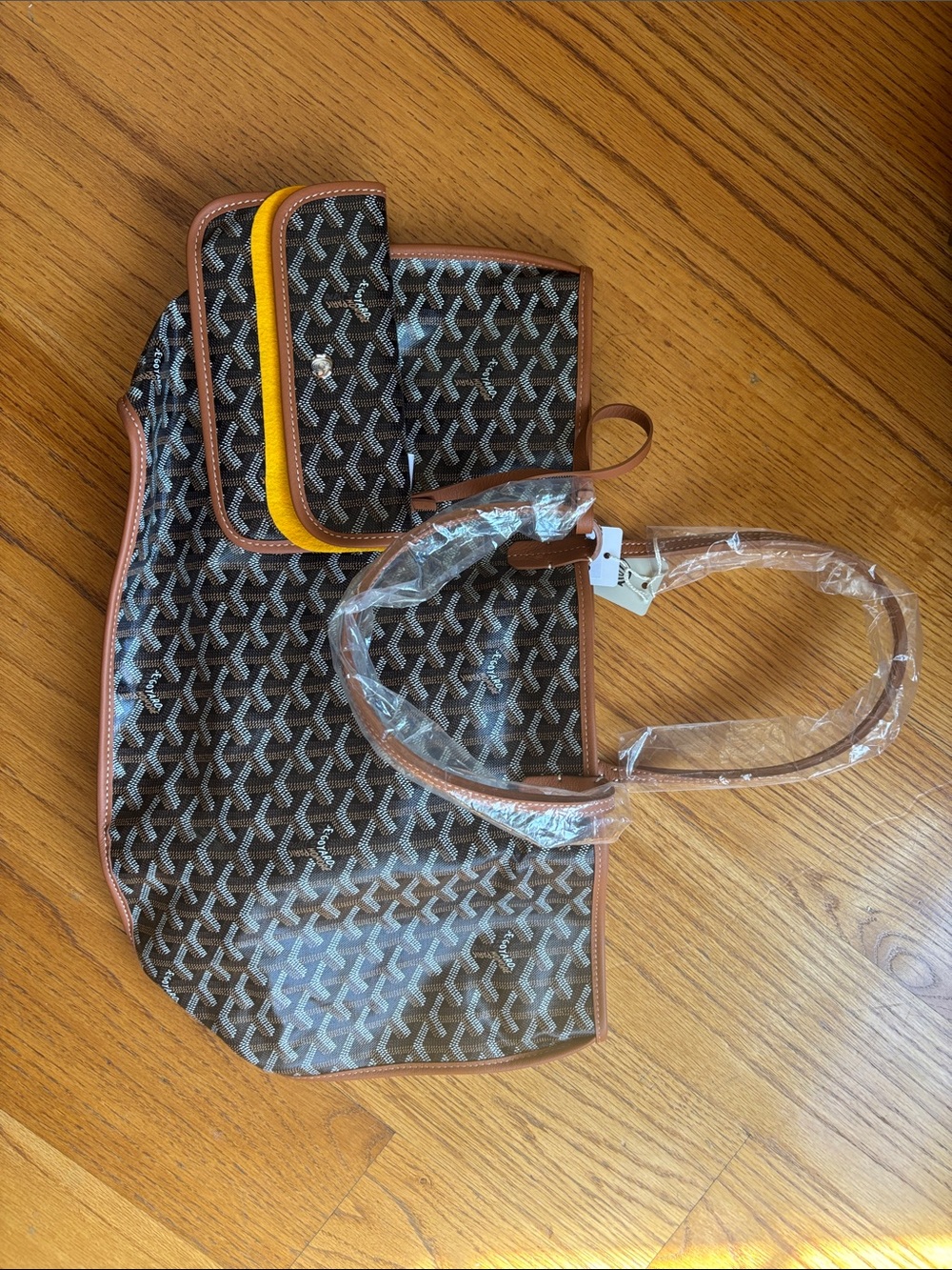 Goyard Brown and Black Chevron Canvas Weekender Tote - Picture 3 of 11